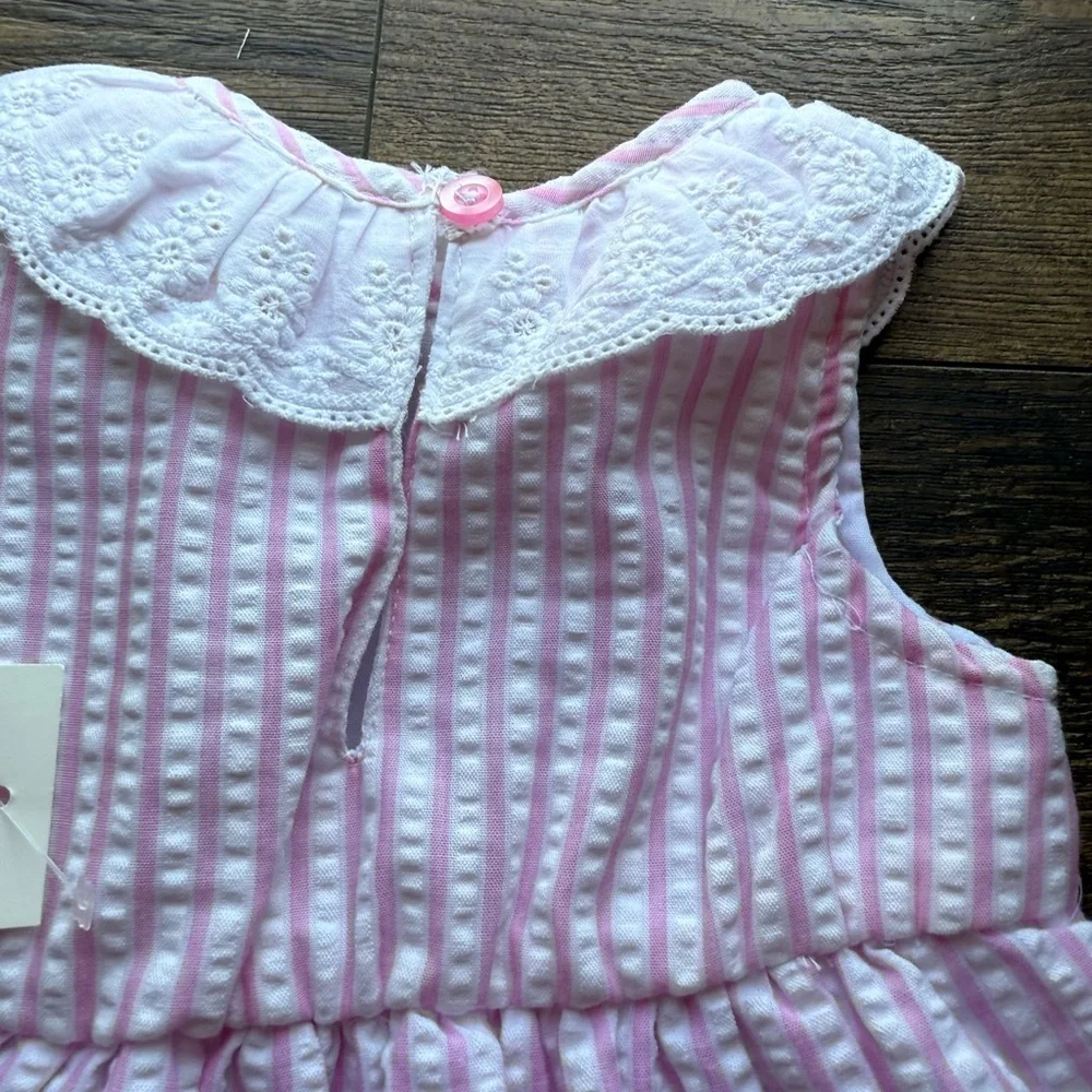 Little Lass Pink and White Seersucker Diaper Cover Set